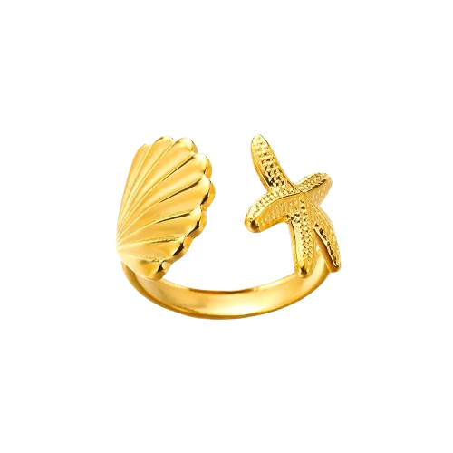 Ring met Schelp en Zeester